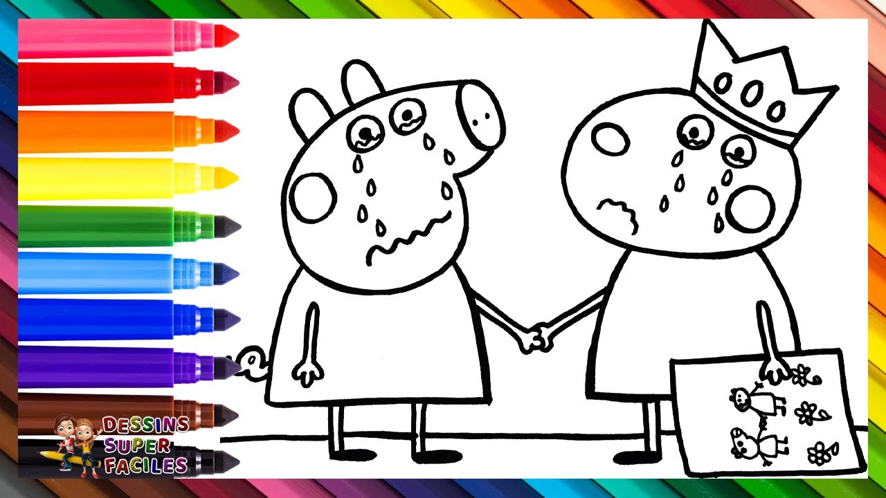 Dessiner et Colorier Peppa Pig et Suzy Sheep Disant Au Revoir 🐷😭🐑🫂 Dessins pour Enfants