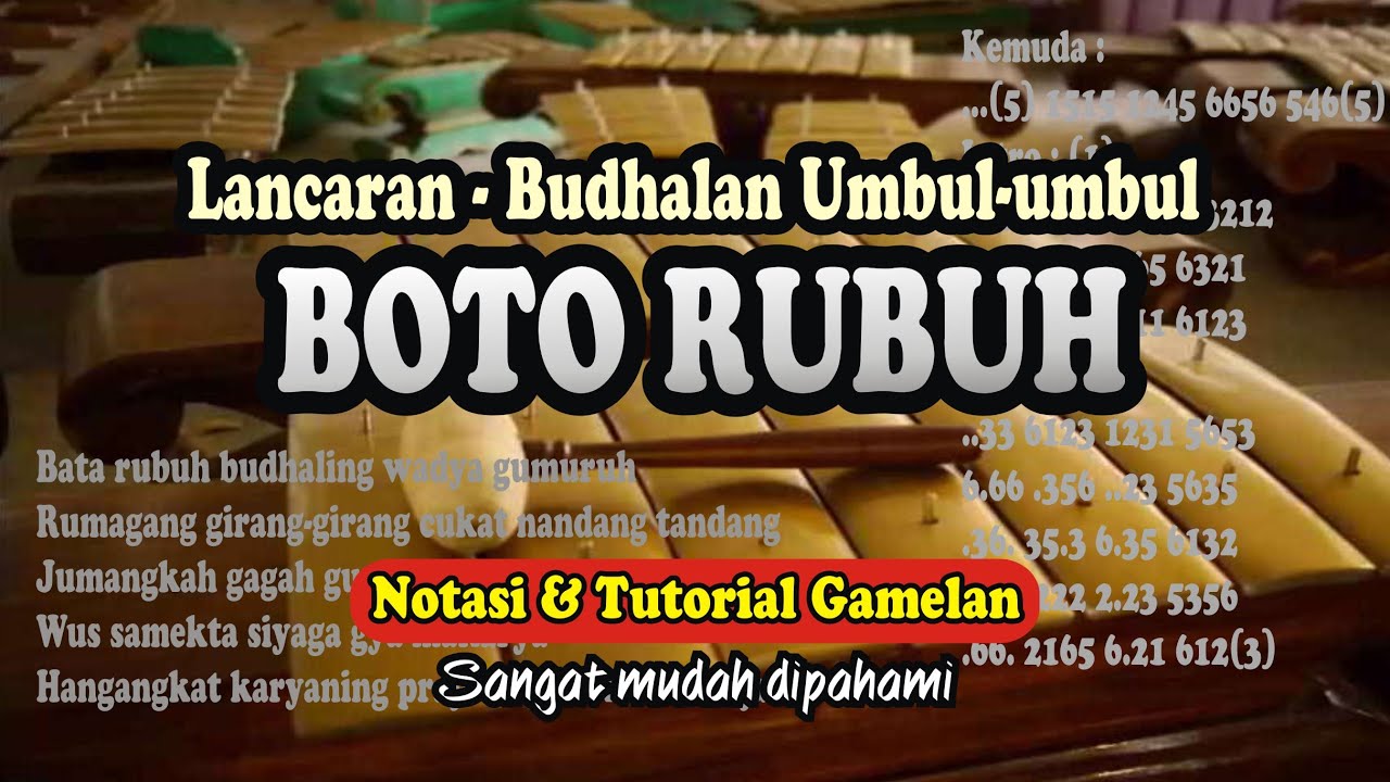 Lancaran Budhalan Umbul-umbul BOTO RUBUH - Notasi & Tutorial Gamelan