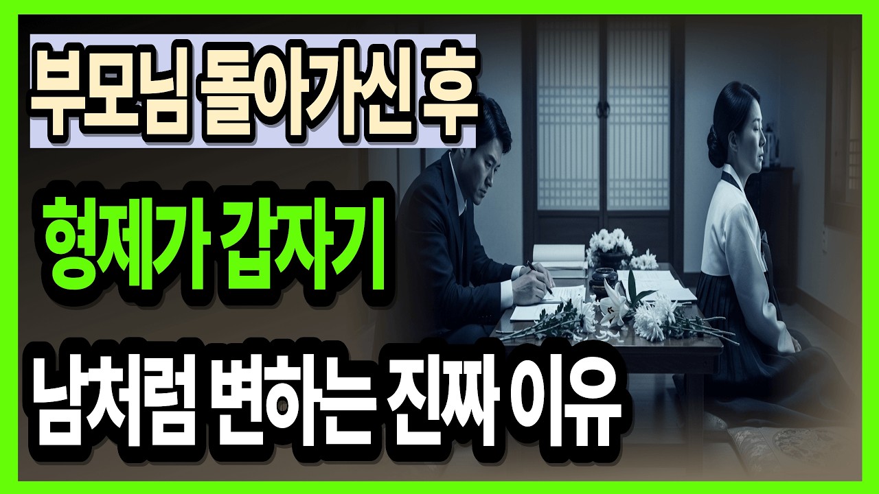 부모님 돌아가신 후 형제가 갑자기 남처럼 변하는 진짜 이유 #형제갈등#부모사망후형제 #노년관계#시니어심리#가족갈등#상속문제#중년고민#노년품격#인생후반#마음챙김 #관계심리 #자기존중