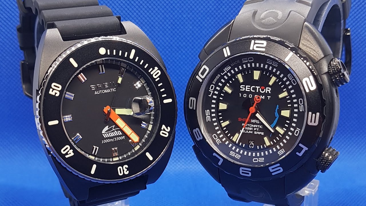 BREIL MANTA DIVER and SECTOR SHARK MASTER. 1000 MT Dive Watches.