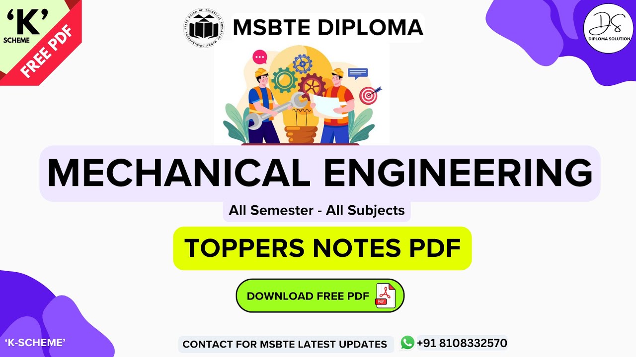 🔴 MSBTE Mechanical Engineering FREE Books/Notes PDF | All Subjects &lsquo;K&rsquo; Scheme Free PDF ✅