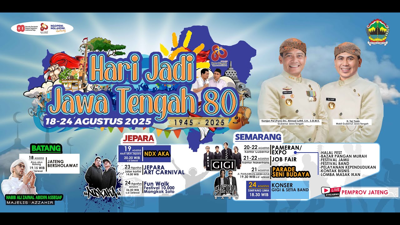 LIVE | PARADE SENI BUDAYA JAWA TENGAH  MEMERIAHKAN HARI JADI KE 80