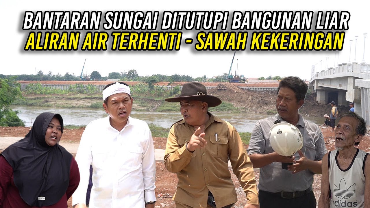 BANTARAN SUNGAI DITUTUPI BANGUNAN LIAR | ALIRAN AIR TERHENTI - SAWAH KEKERINGAN
