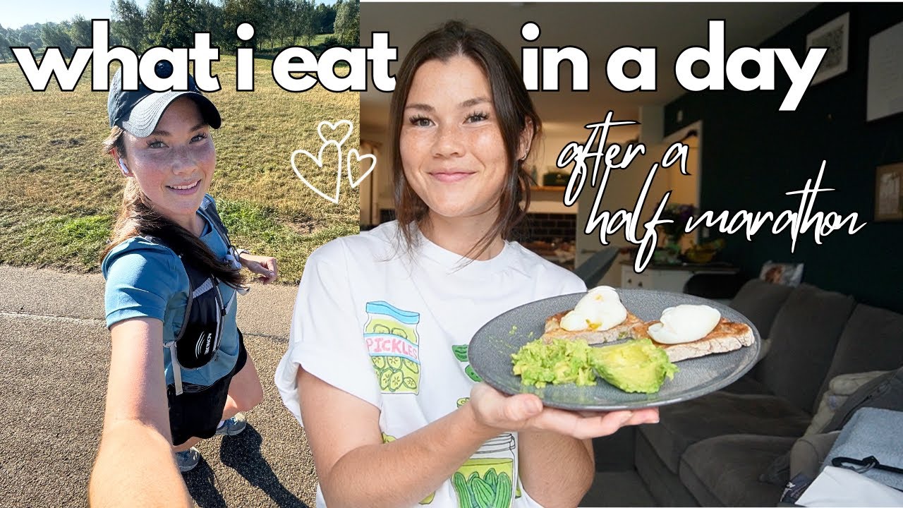 what i eat in a day after running a half marathon!! | Day 17 Vlogust