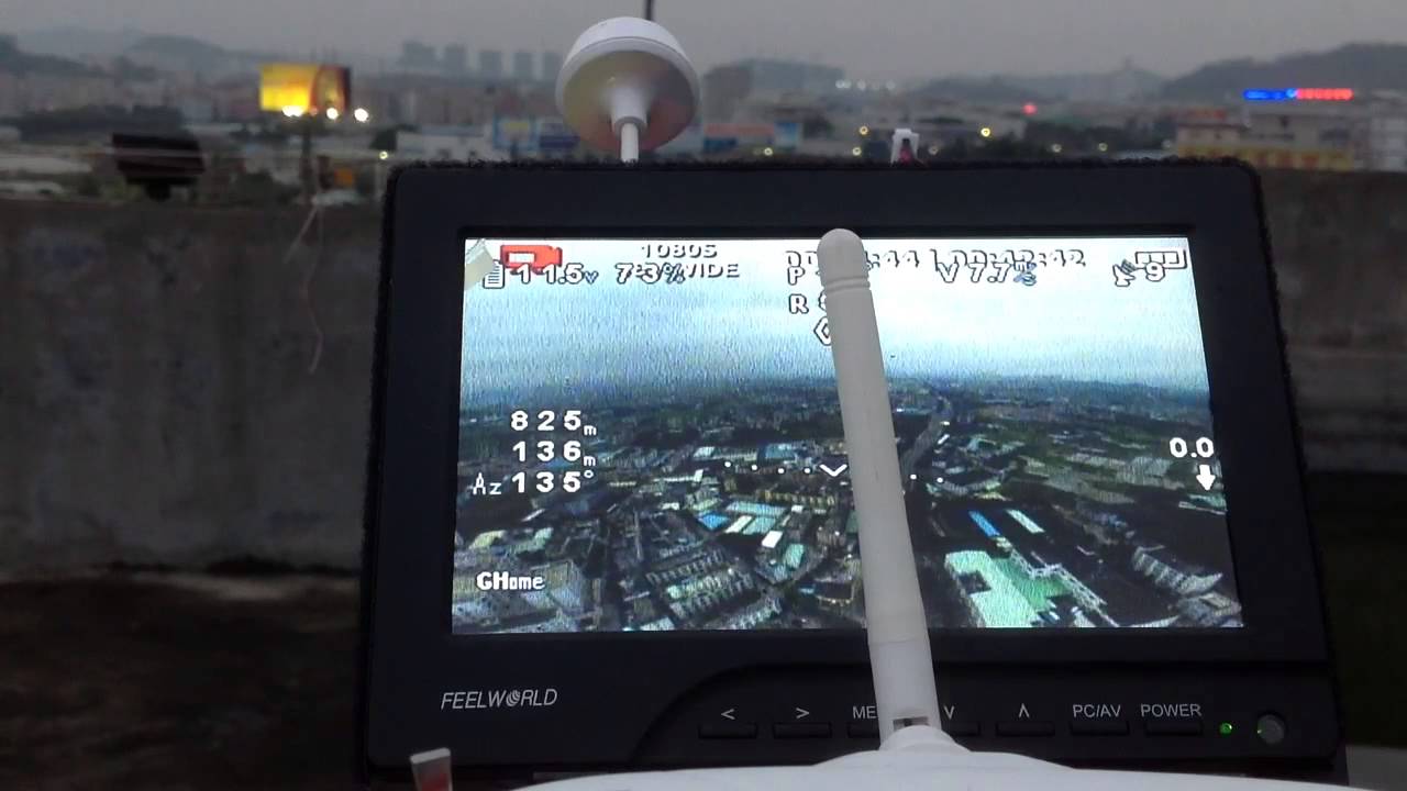 Dji phantom2 maxium range 1km test. iosd fpv kit
