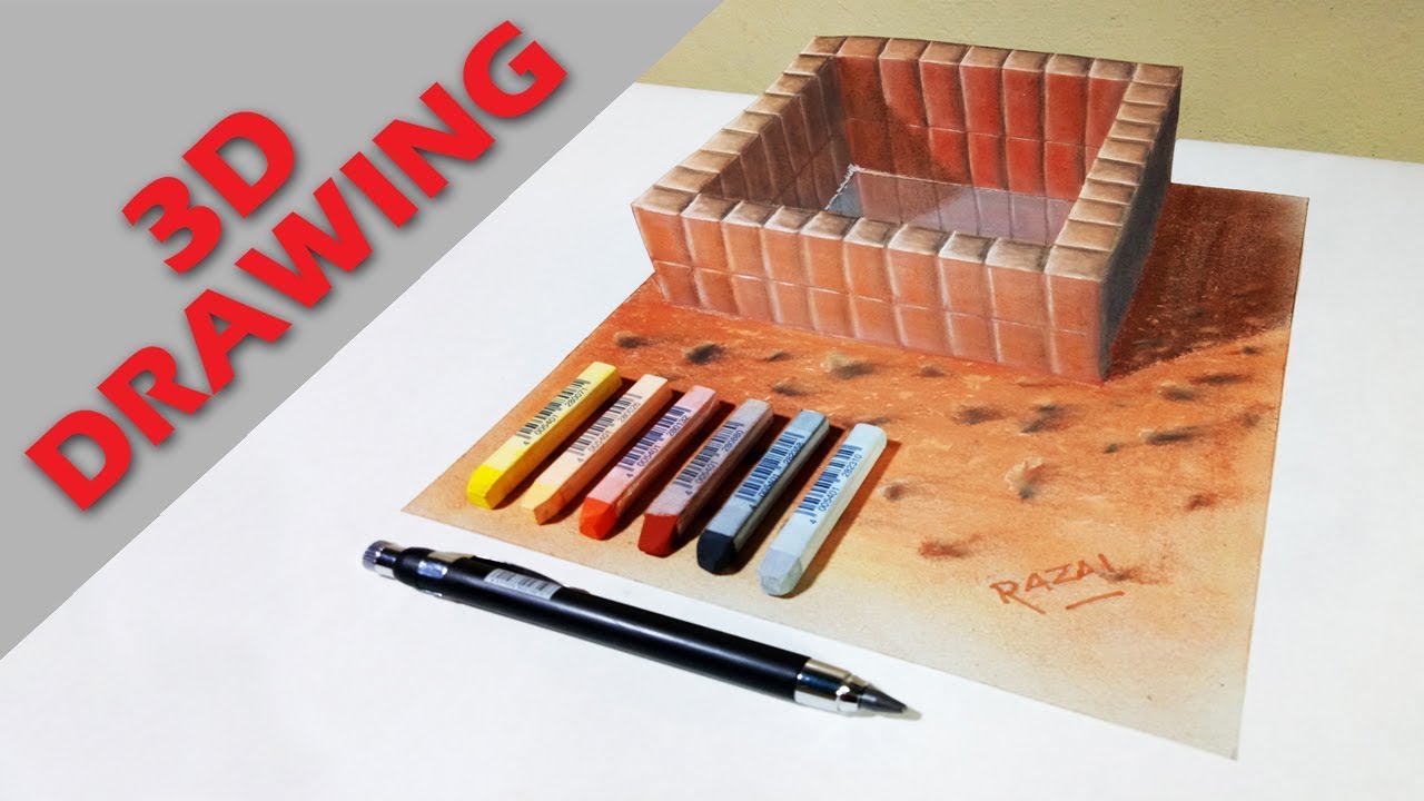 Very Easy!! How to Draw a Square Hole on paper, Drawing a Brick Hole Trick Art