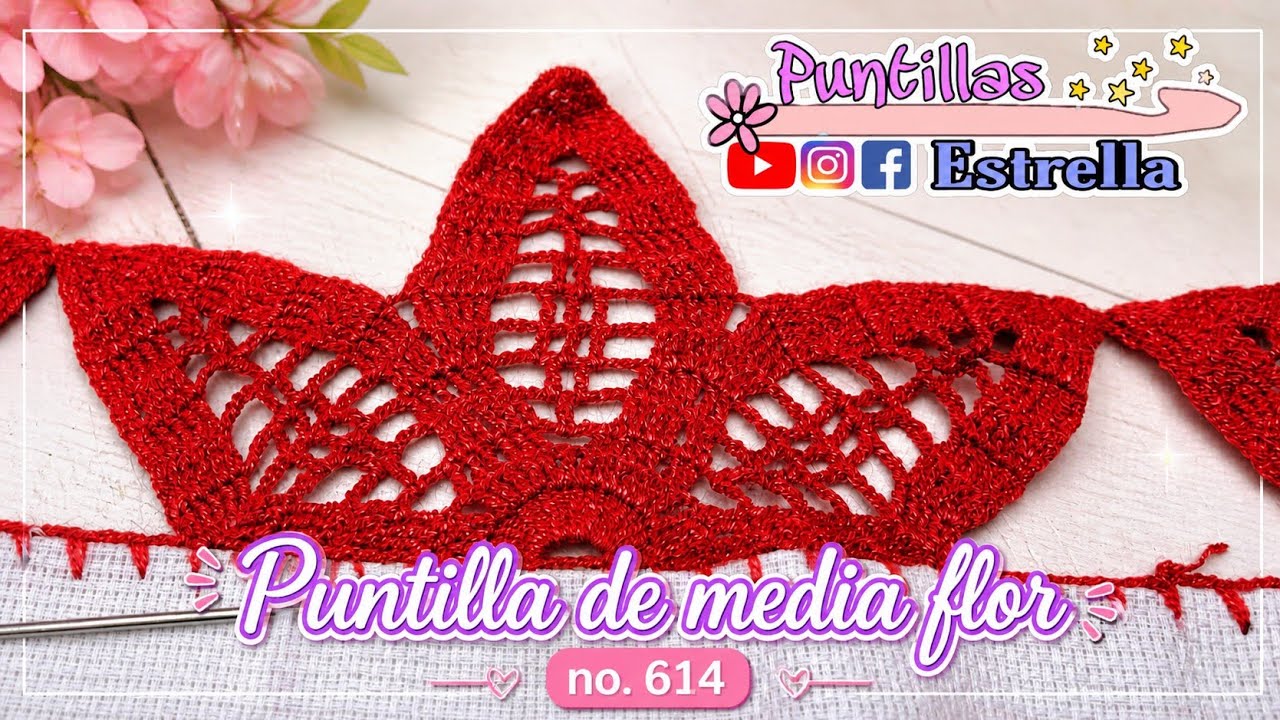 Puntilla de media flor no. 614 , puntilla de noche buena 🌺- Puntillas Estrella 🌟