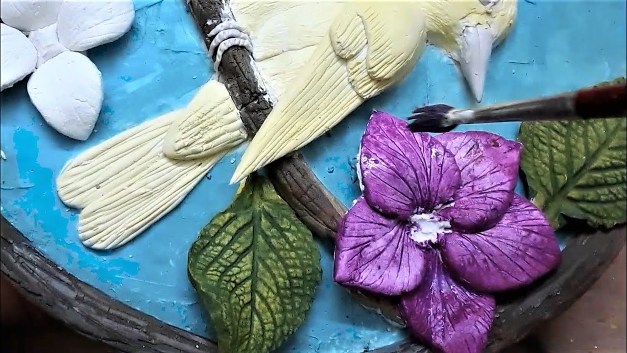 Wallputty craft ideas/Flowers using wall putty/wall hanging crafts/claycrafts