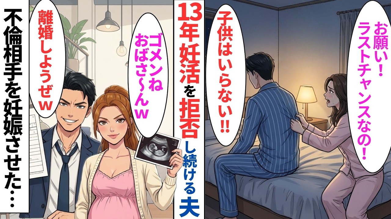 【漫画】「相性が悪かったんだなｗ」13年の不妊を私のせいにした夫。不倫妊娠で離婚を迫る彼に、私は”社会的抹殺”の罠を仕掛けた【ダメ男撲滅劇場】