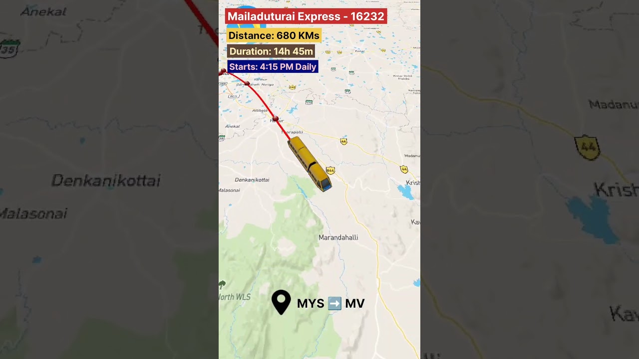 Mailaduturai Express Route (16232) | Mysuru Jn (MYS) to Mailaduturai Jn (MV) 