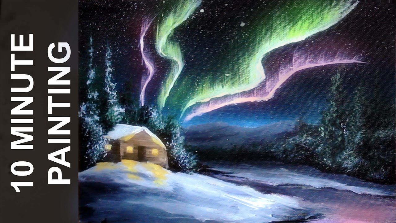 Painting the Aurora Borealis with Acrylics in 10 Minutes!