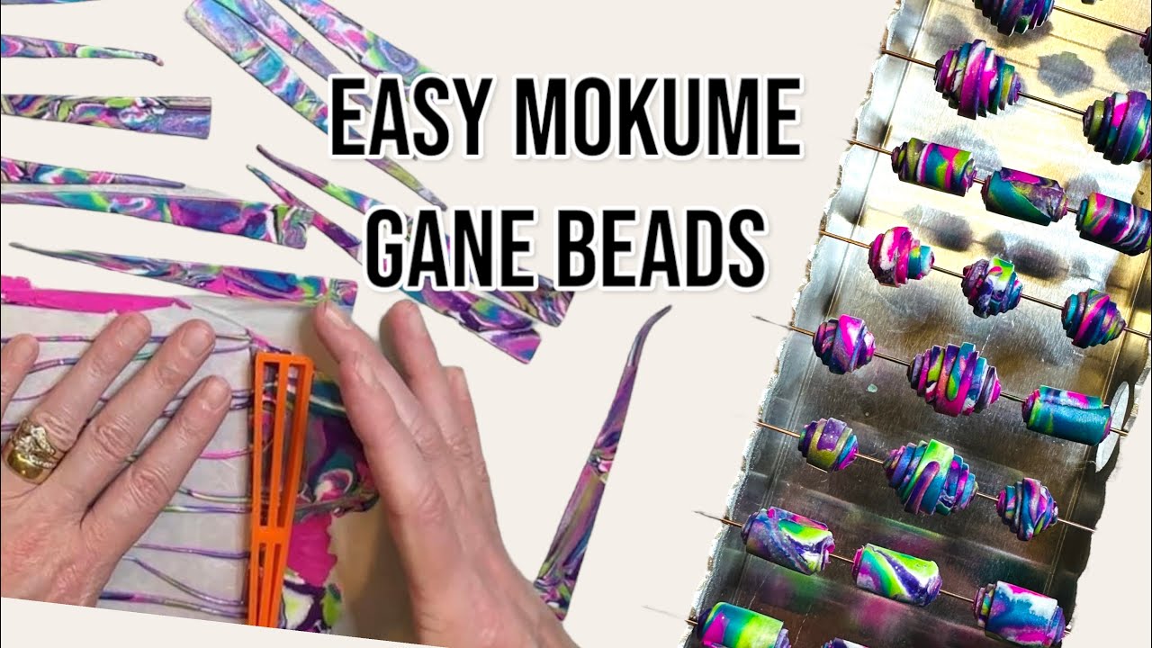 Can you make paper rolled beads with polymer clay? Beaded leather wrap bracelet, mokume gane