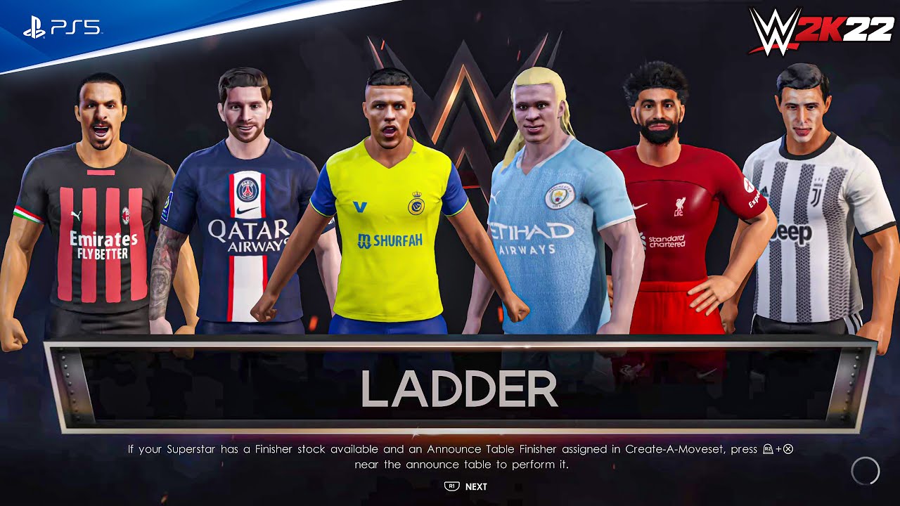 WWE 2K22 Messi, Ronaldo, Haaland, Di Maria, Zlatan, Salah, Money inthe Bank | PS5™ 4K60