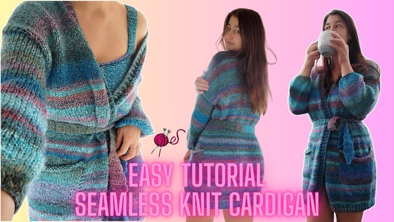 Knitted Seamless Cardigan with Big Pockets | Beginner-Friendly Tutorial