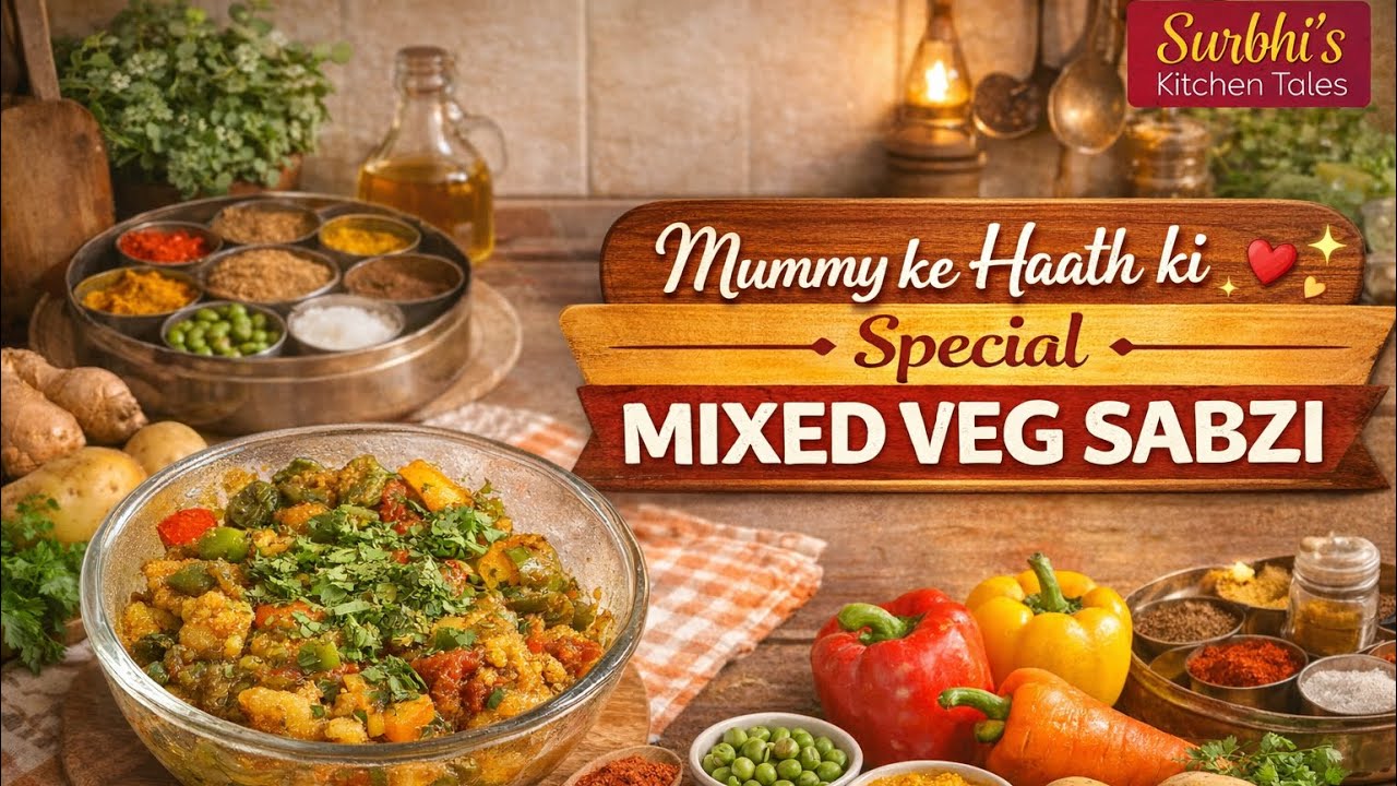 Mummy Ke Haath Ki Special Mixed Veg Sabzi 🥬 | Simple Ghar Jaisi Recipe | Surbhi’s Kitchen Tales