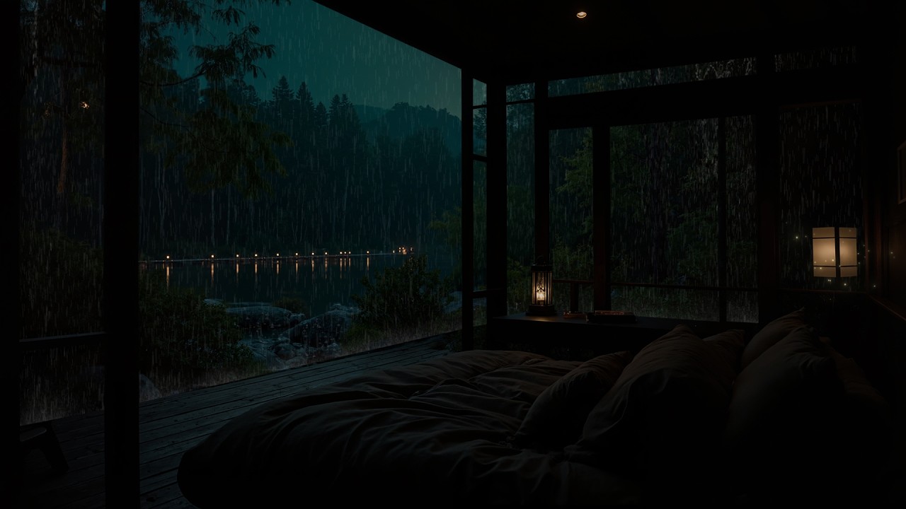 Нежный Весенний Дождь У Домика На Берегу Реки 🌧 | Легкий Ночной Дождь, Чтобы Быстро И Без Помех Зас
