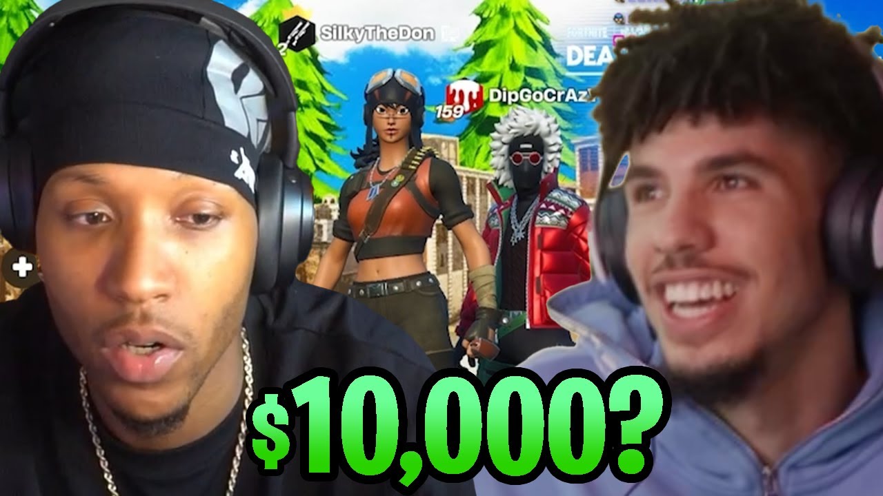 LaMelo Ball бросил вызов Silky на бой 1 на 1 в Fortnite за 10 000 долларов и всё время его варил