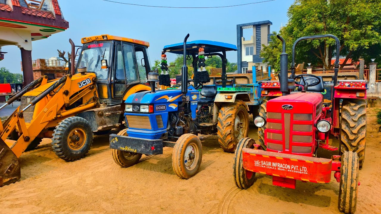 JCB 3dx Eco Loading Mud in Tractor's | Mahindra 575 got Fired While Running Swaraj 855Fe Eicher 380
