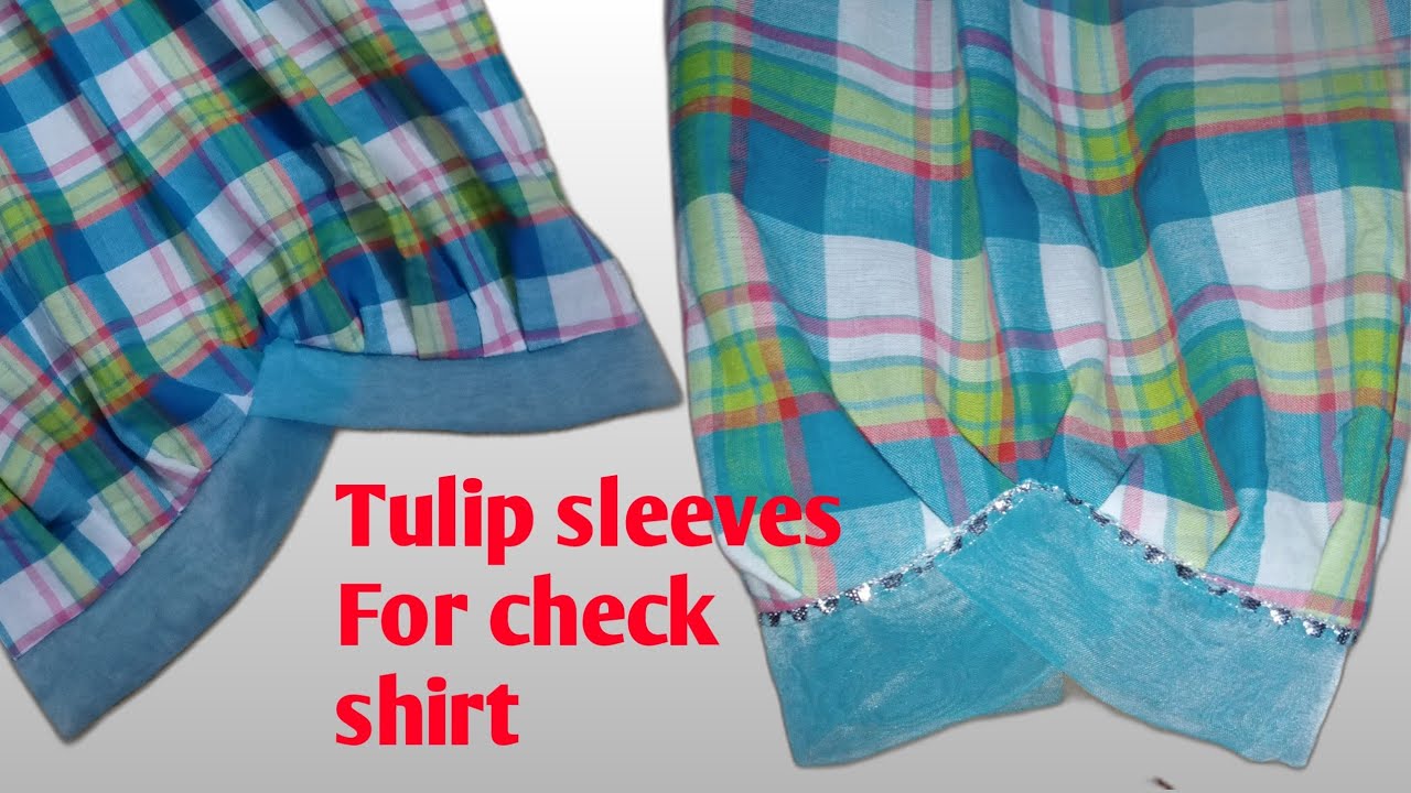 Tulip cuff sleeves design for specially check shirt|tulip cuff sleeves cutting and stitching