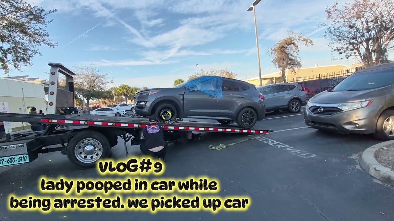 CAR IMPOUNDED BY SHERRIFF . LADY POOPED IN CAR .  
