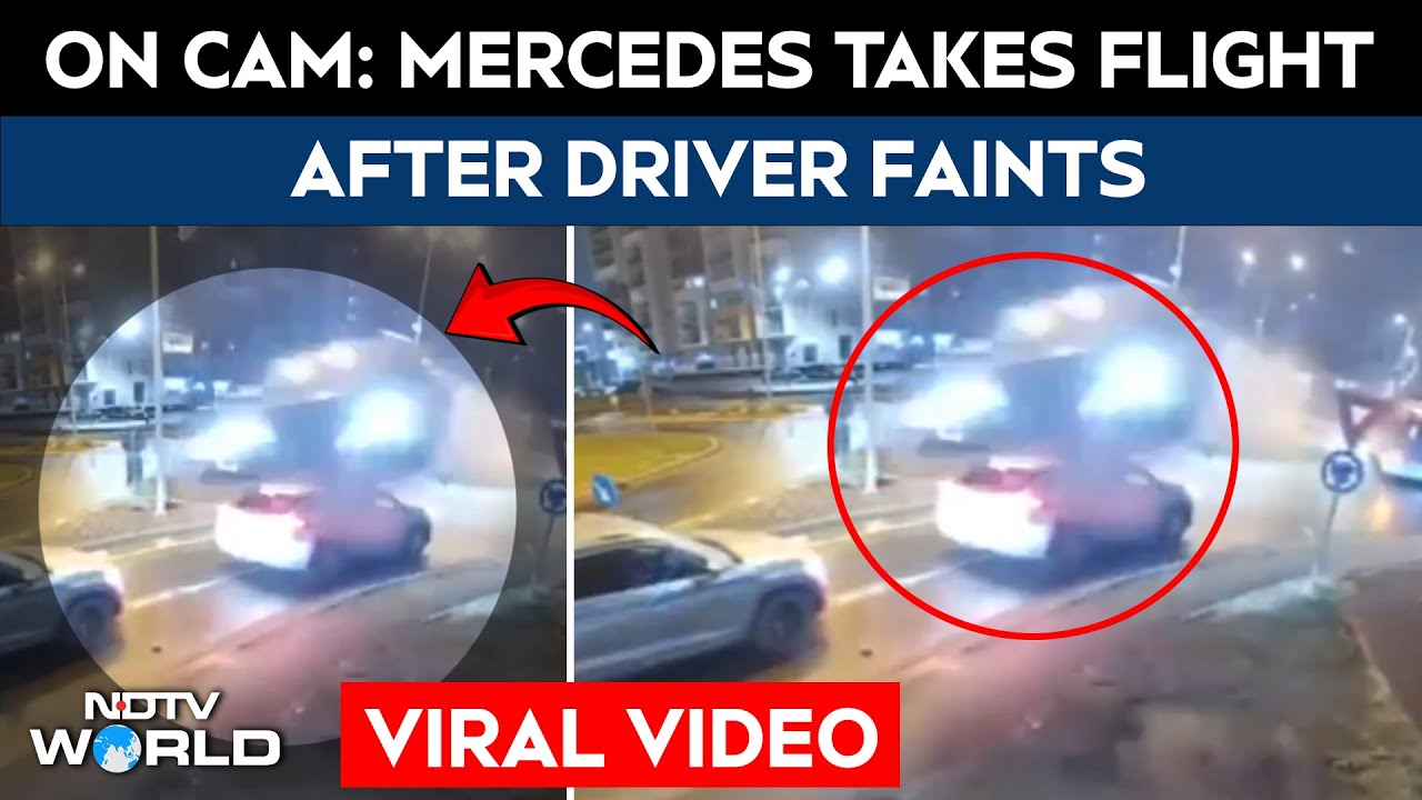 Mercedes Takes Flight After Driver Faints: Viral Video Captures Terrifying Crash