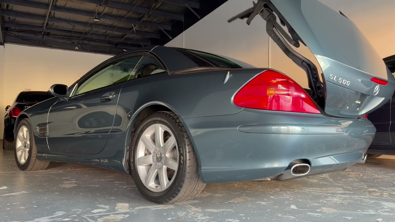 50k Mile Aegean Blue 2003 Mercedes Benz SL500 Top and ABC Suspension Operation 12152025
