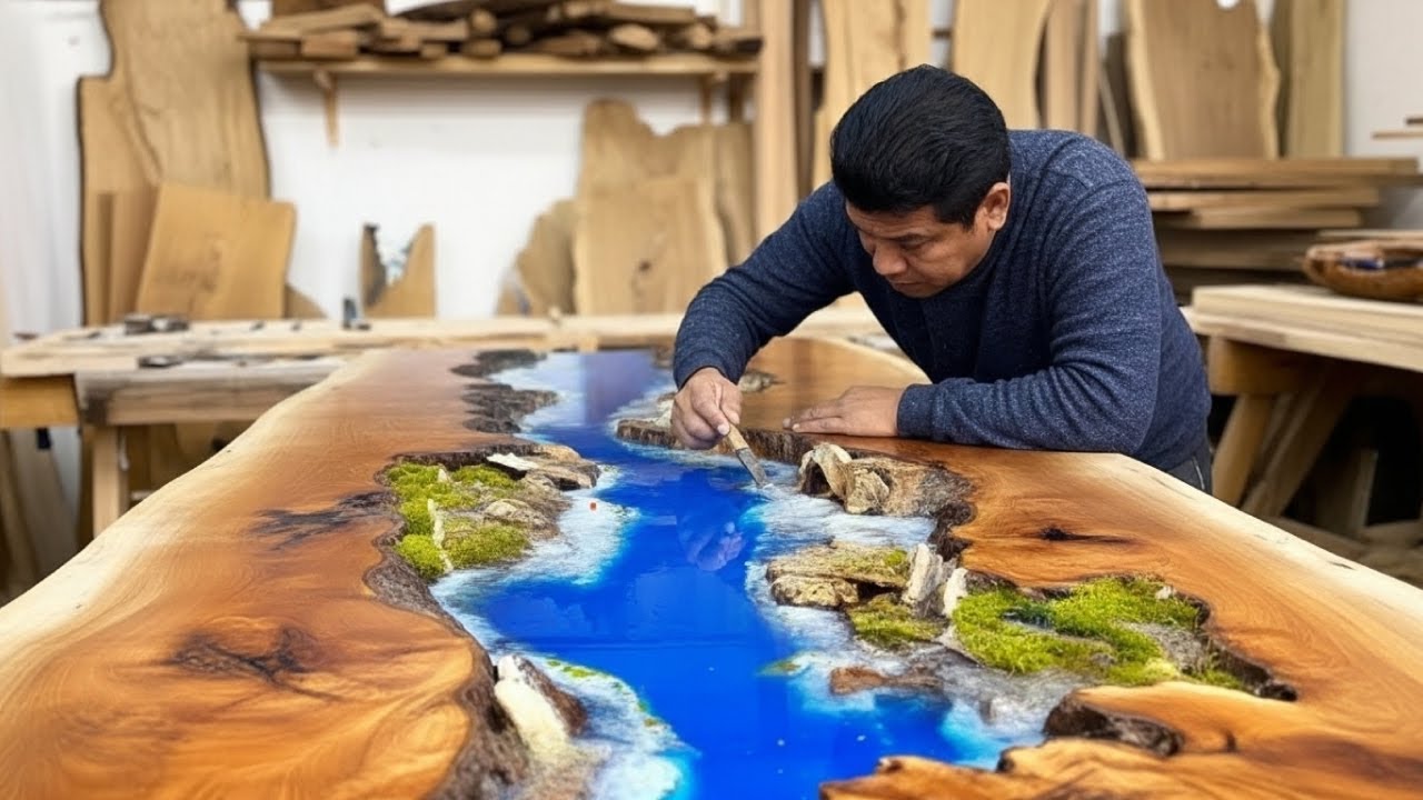 The Man Who Brings Dead Wood to Life 🌳 | Korean Resin Table Craft #woodworking#resintable#resinart