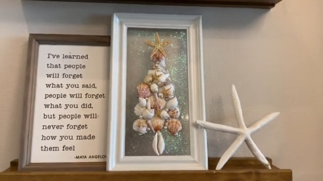 # 129 HOW TO MAKE A  MOD PODGE COASTAL CHRISTMAS TREE, WITH SEASHELLS & MOD PODGE 2022
