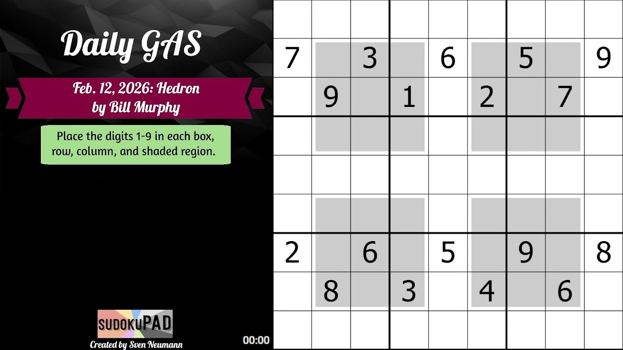 Daily Sudoku - 12 February 2026