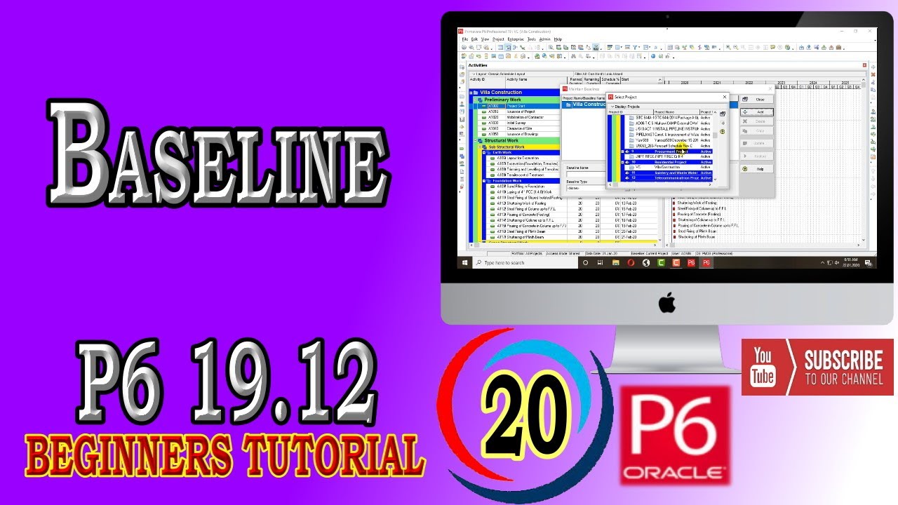 How to Maintain and Assign Baseline  | Primavera P6 | 19.12 |  Beginners Tutorial
