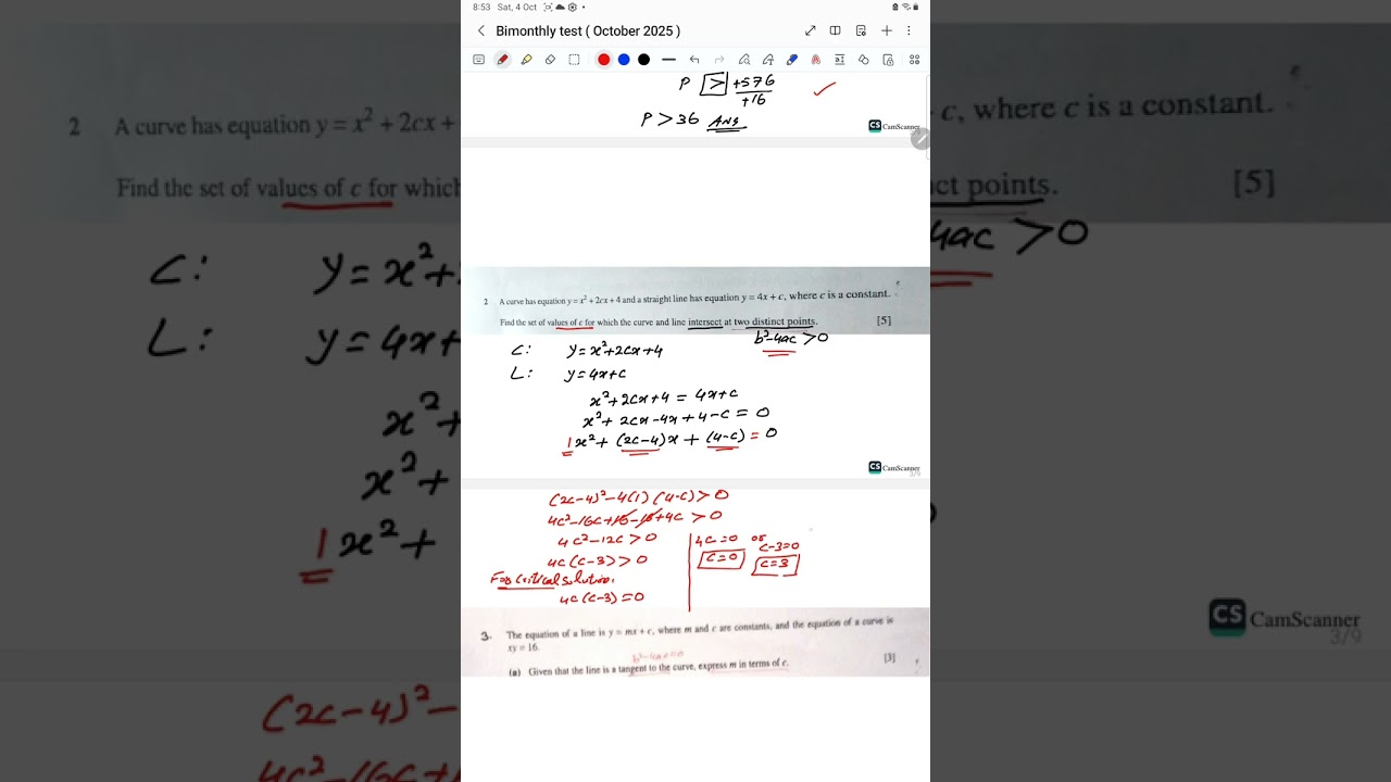 Bimonthly test (October 2025) Topics: Quadratics,  coordinate geometry, Functions. 