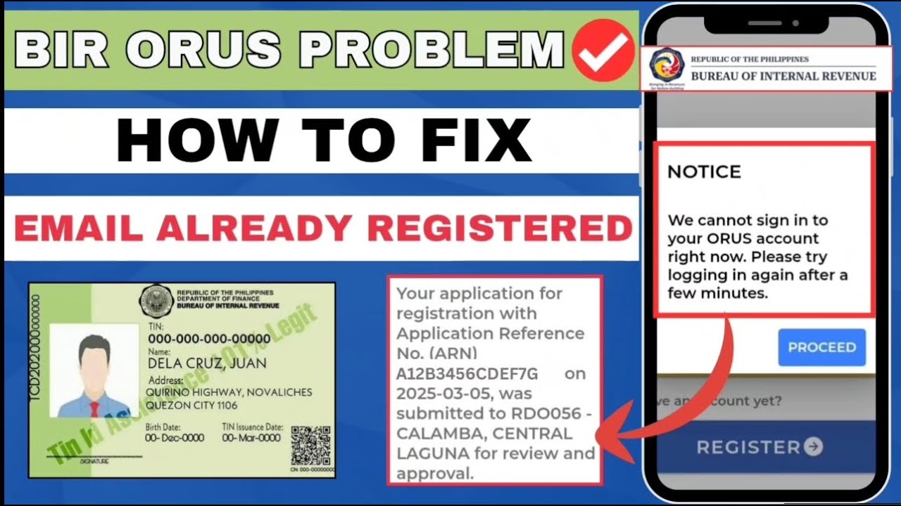 HOW TO FIX BIR ORUS PROBLEM EMAIL ALREADY REGISTERED | CANNOT SIGN IN TO ORUS ACCOUNT | HR LEAH G.