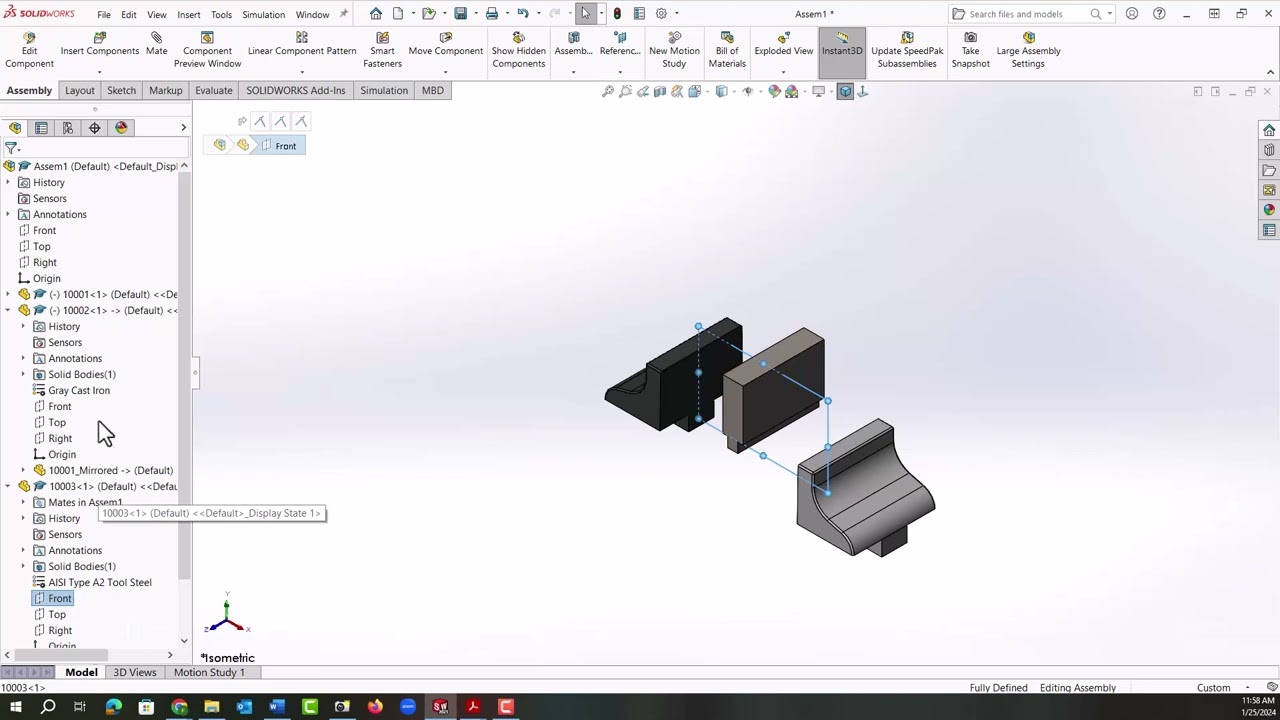 Float an Assembly Part