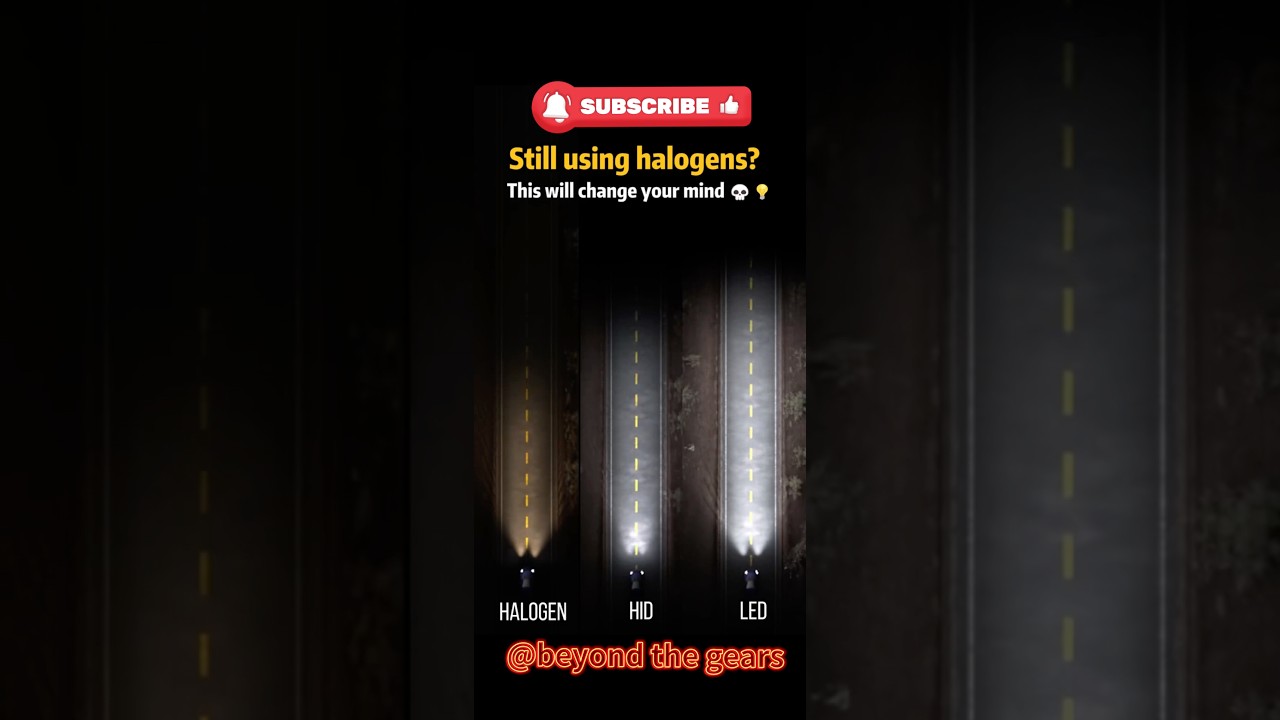 HALOGEN vs HID vs LED Headlights: See the HUGE Difference! 💡 #shorts #engineeringexplained