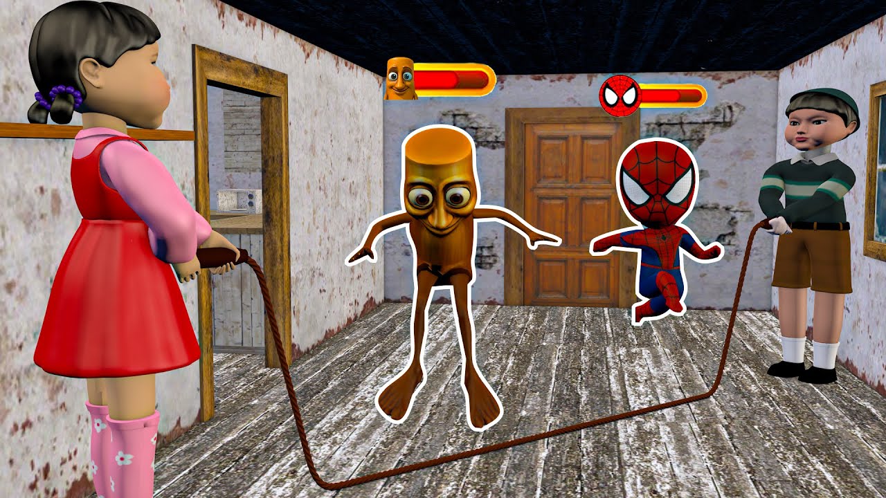 Playing as SpiderMan x Granny x Grandpa x Labubu call Tung Tung Sahur x Baby Spider in Granny House