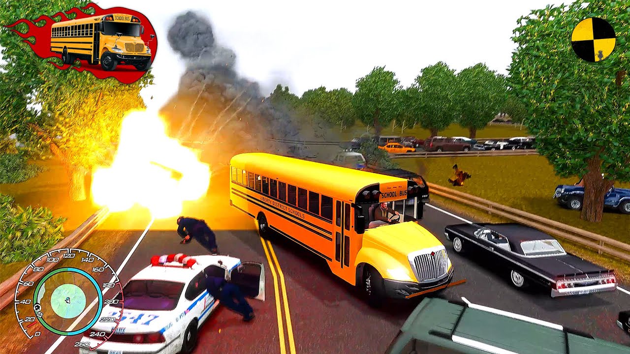 GTA 4 Crazy School Bus Crashes Ep.14