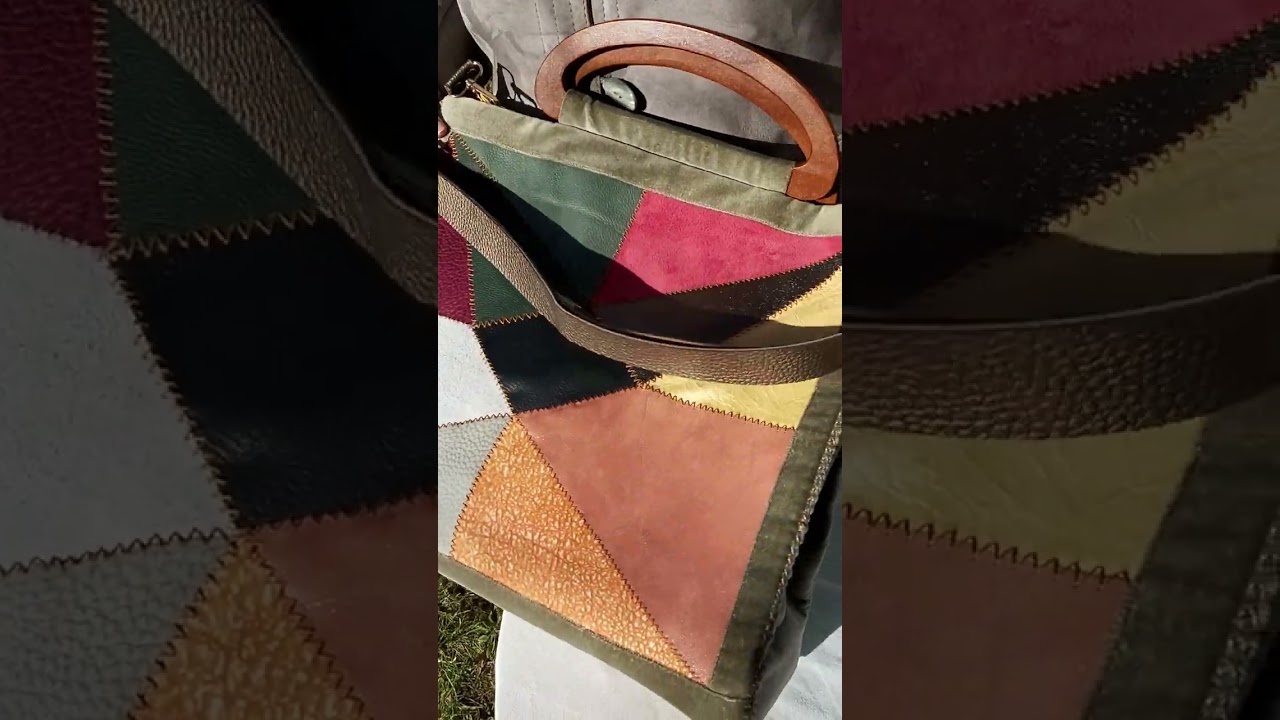 La bellissima Black Diamond, borsa in patchwork di pelle cucita a mano