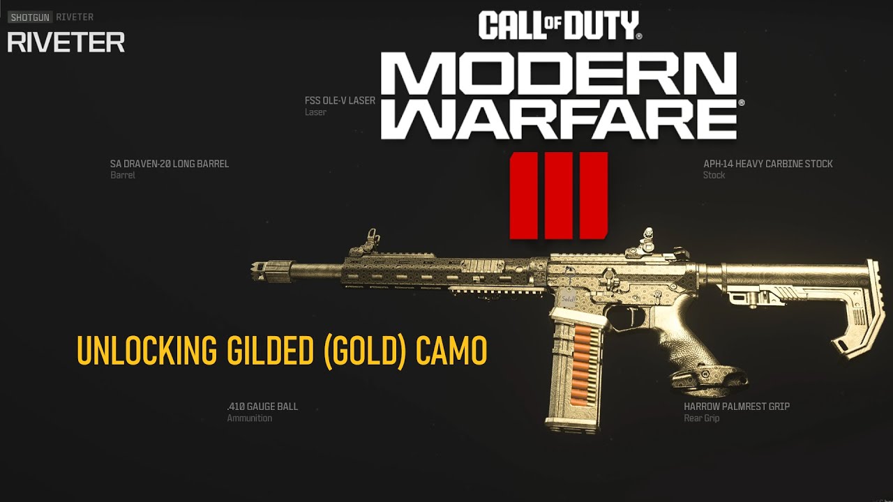 CALL OF DUTY - MODERN WARFARE 3 - UNLOCKING GILDED (GOLD) CAMO   - RIVETER SHOTGUN