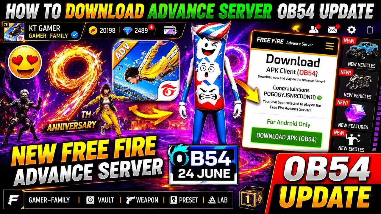 FREE FIRE Advance Server OB54 UPDATE 💯🔥🎉