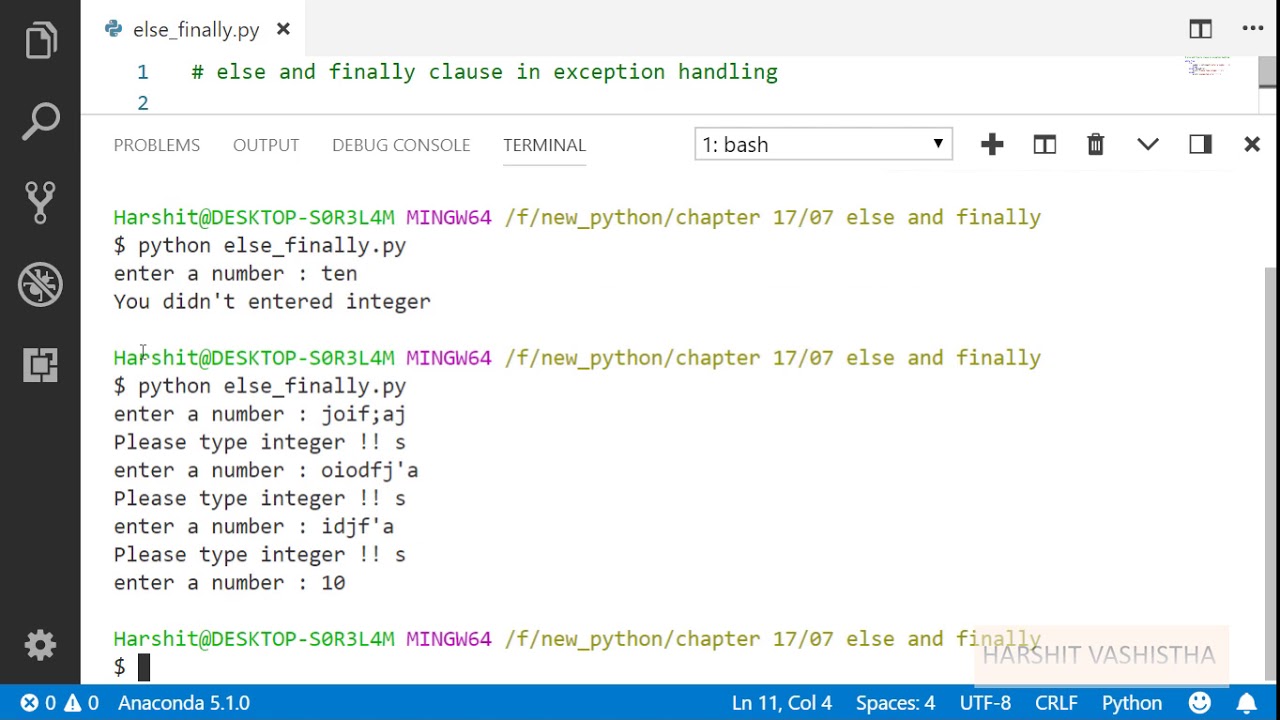 Else finally with try except : Python tutorial 208