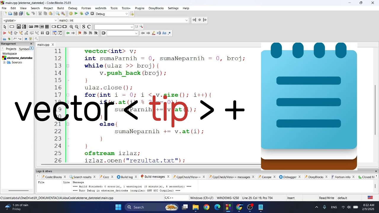 C++: Vektori i eksterne datoteke