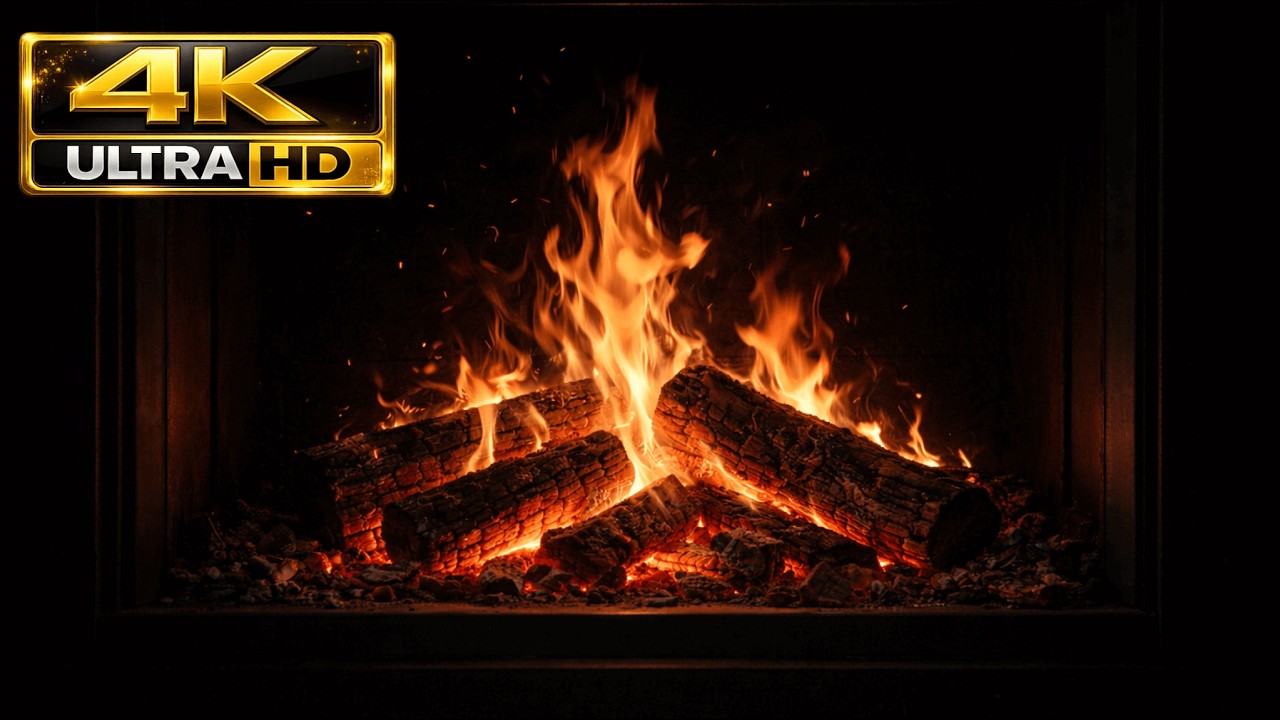 6 Hours 4K Cozy Fireplace 🔥 Real Crackling Fire Sounds for Sleep & Relaxation