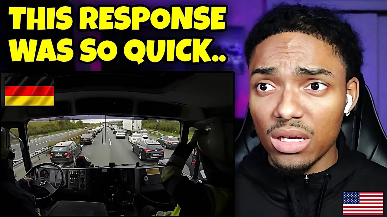 AMERICAN REACTS to German firefighters AMAZING response to motorway accident