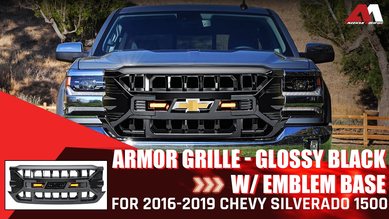 Решетка радиатора American Modified Armor с эмблемой для установки на Silverado 1500 2016-2019 го...