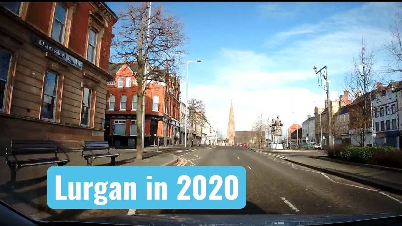 A drive round Lurgan Town Centre on a quiet Sunday morning, dash cam view.