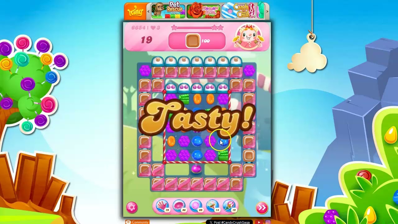 Candy Crush Level 6654 Talkthrough, 20 Moves 0 Boosters