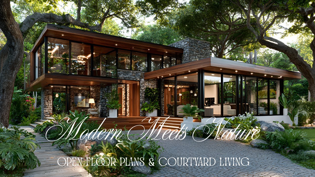 Modern Home Design Meets Nature: Open Floor Plans, Courtyard Living, and Natural Textures Explained