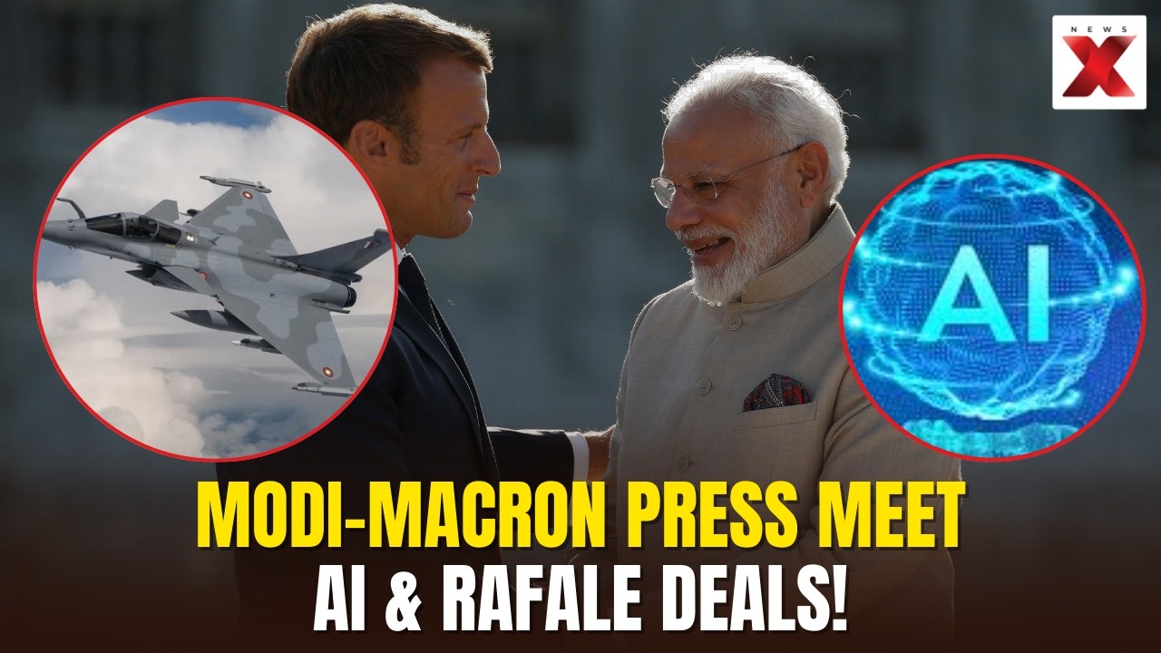 Modi & Macron Hold Joint Press Event on AI, Rafale & Defence Deals!