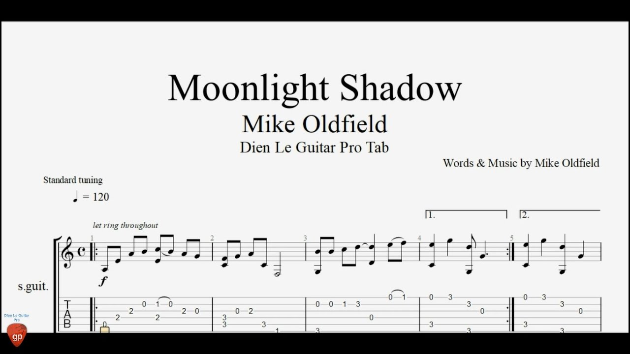 Moonlight Shadow - Guitar Tutorial + TAB