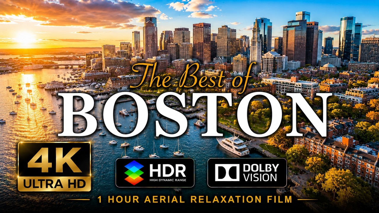 [4K] BOSTON 2026 🇺🇸 1 Hour Relaxation Drone Aerial | Cambridge Massachusetts USA United States